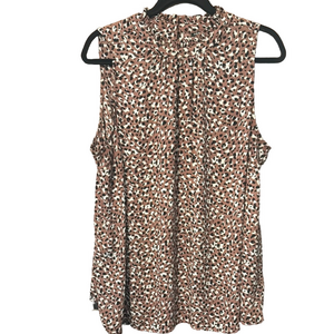 Torrid Ruffled Mock Neck Animal Print Sleeveless Blouse